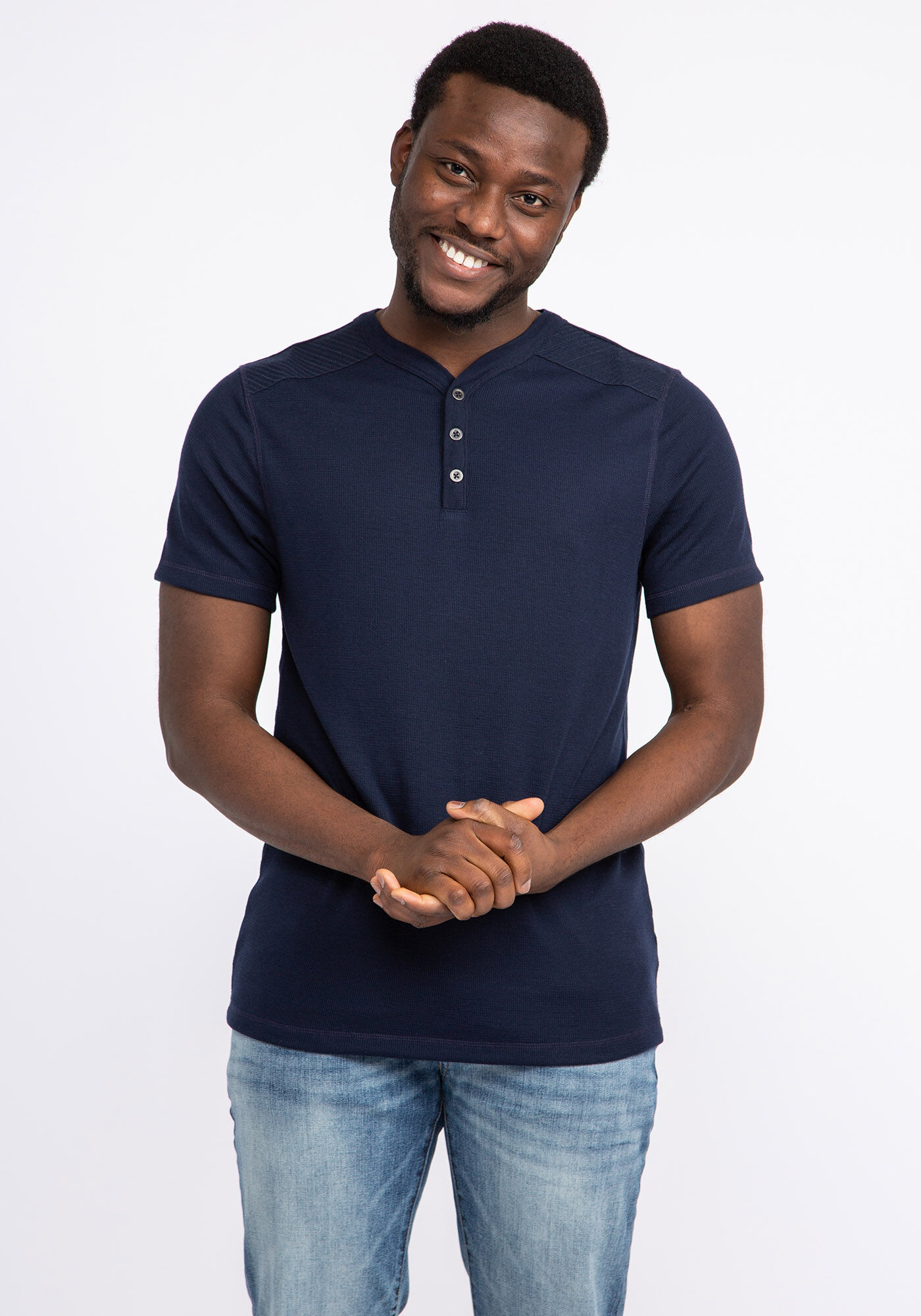 Blue henley t shirt best sale