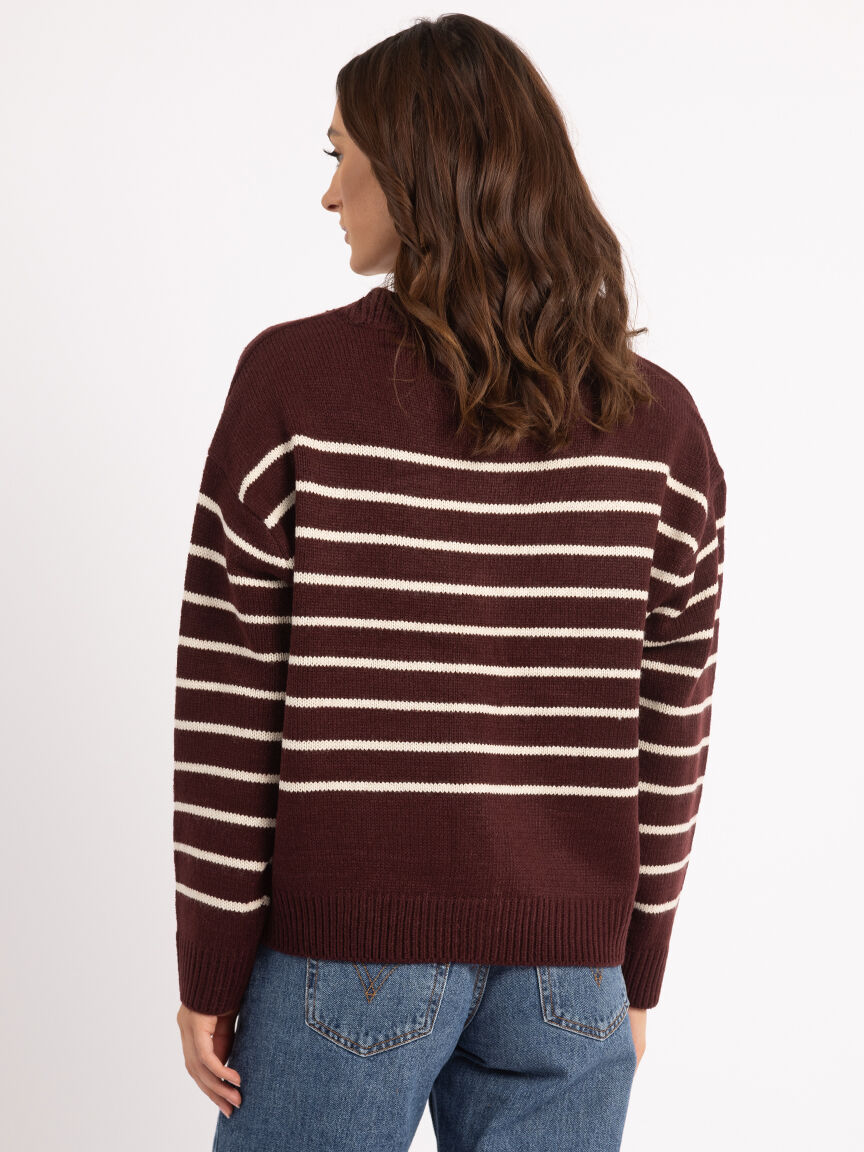 v neck stripe button front cardigan Image 4