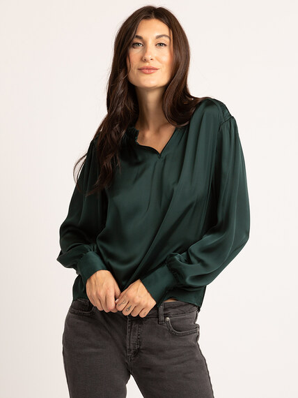 willa satin peasant blouse Image 2