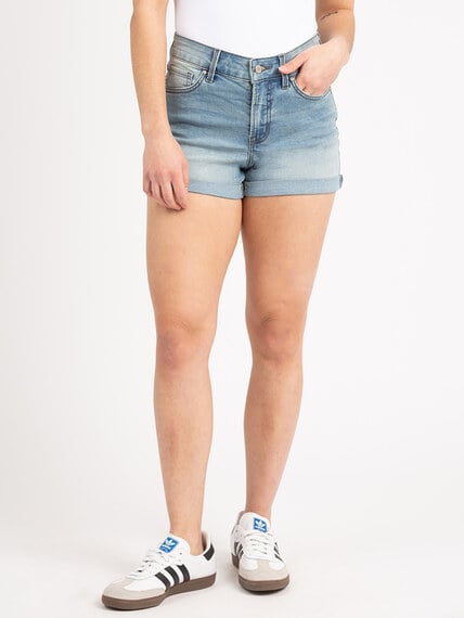 high rise cuffed shortie in light stone wash high rise cuffed shortie in light stone wash Image 2