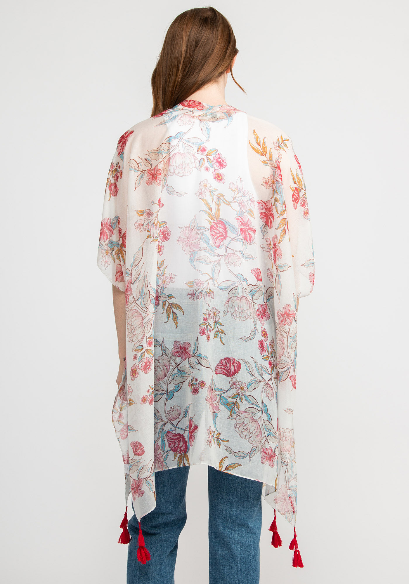 white ground floral print wrap Image 2