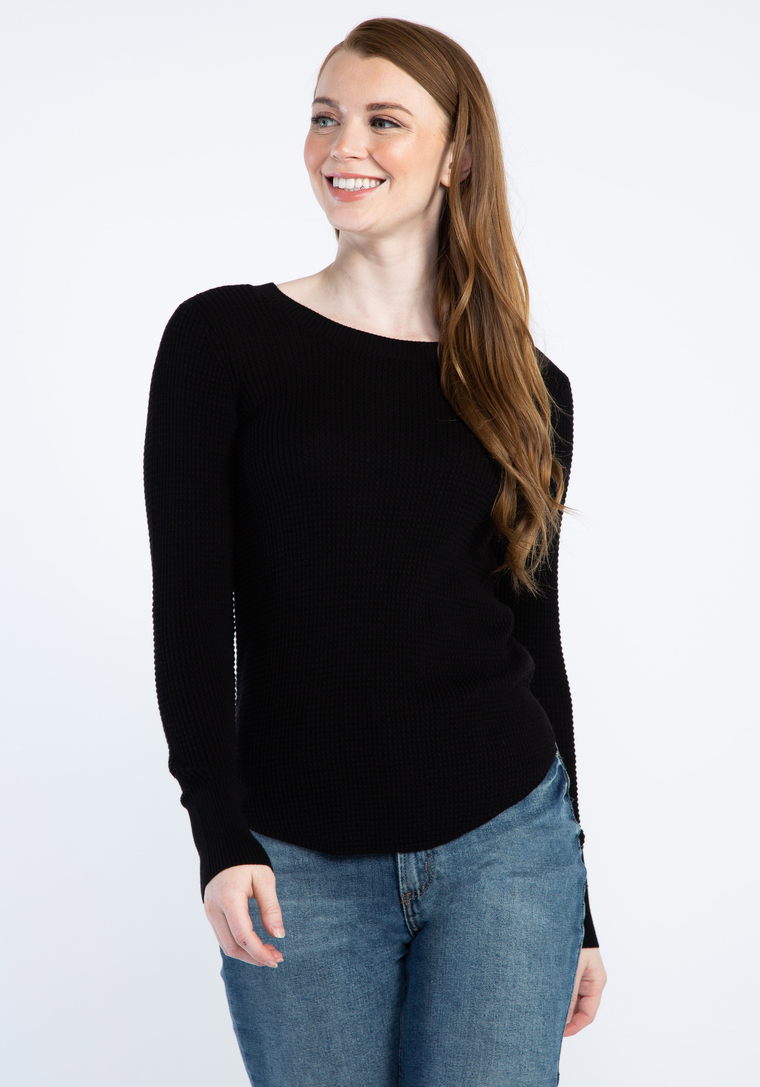 Scoop neck outlet sweater