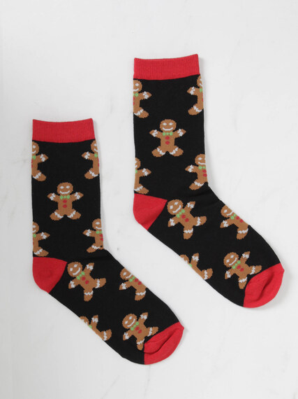 women's ginger bread holiday socks Image 1