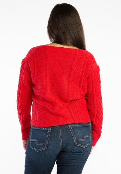v neck cable popover sweater Image 2