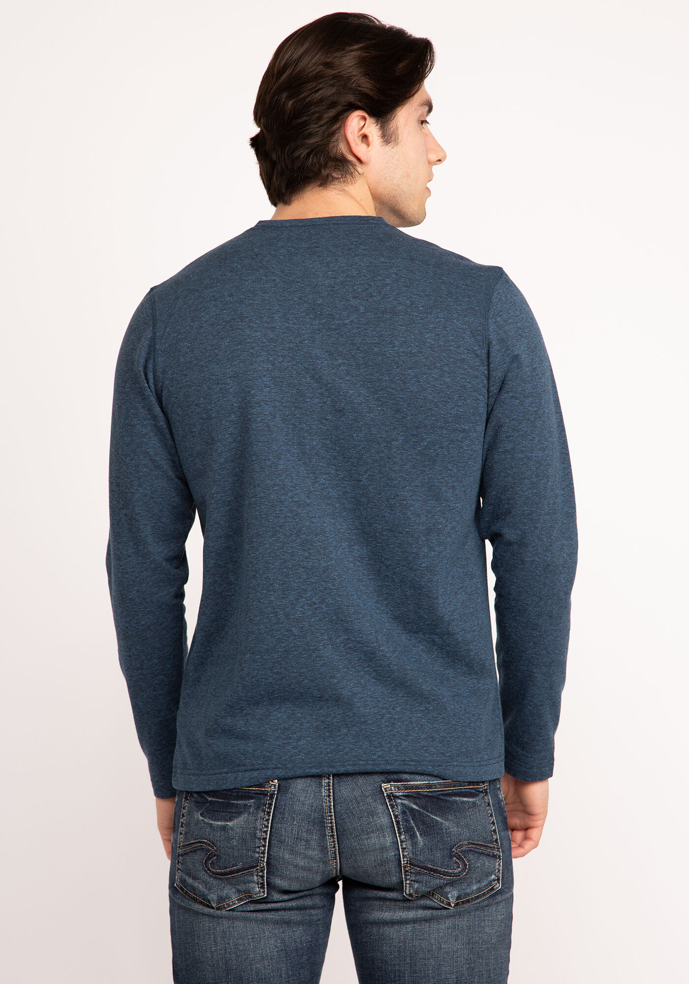 brushed long sleeve henley shirt Image 2
