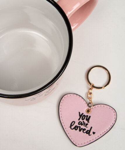 pink mug and keychain gift set Image 2
