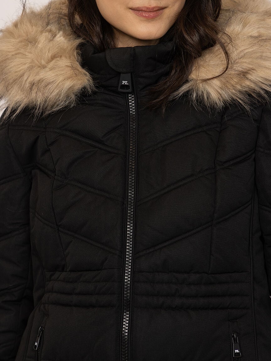 chevron quilted puffer jacket