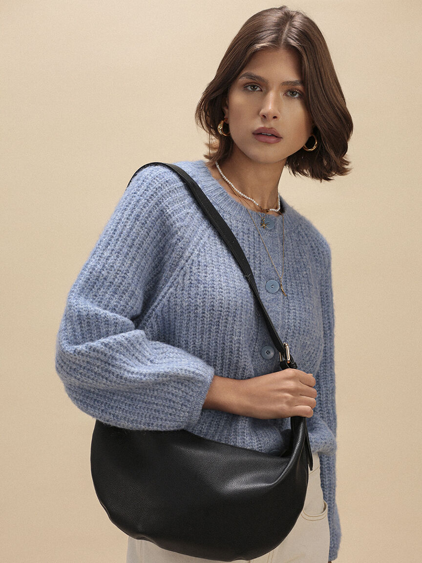 slouchy crossbody - black pebble