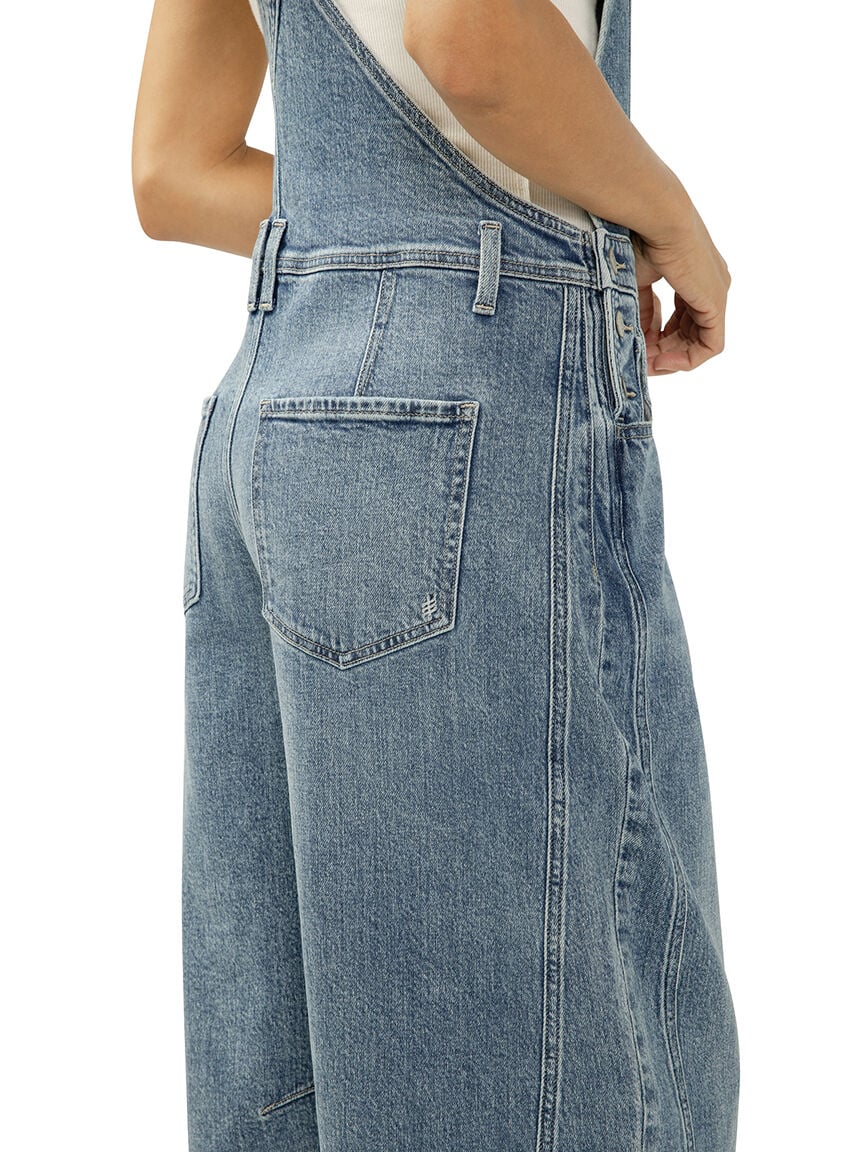 Denim Barrel Leg Overalls