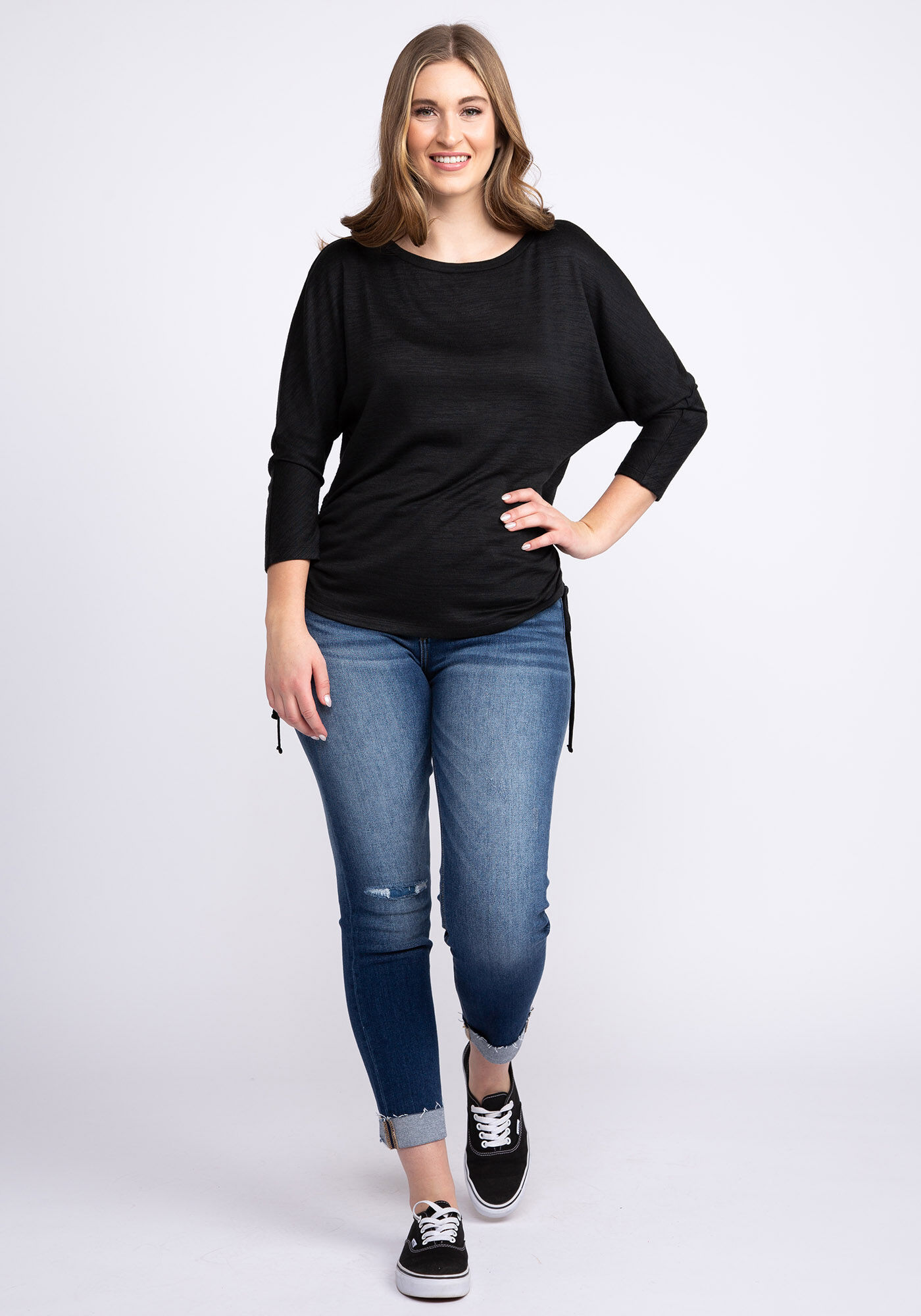 desiree 3/4 dolman sleeve side tie top Image 3