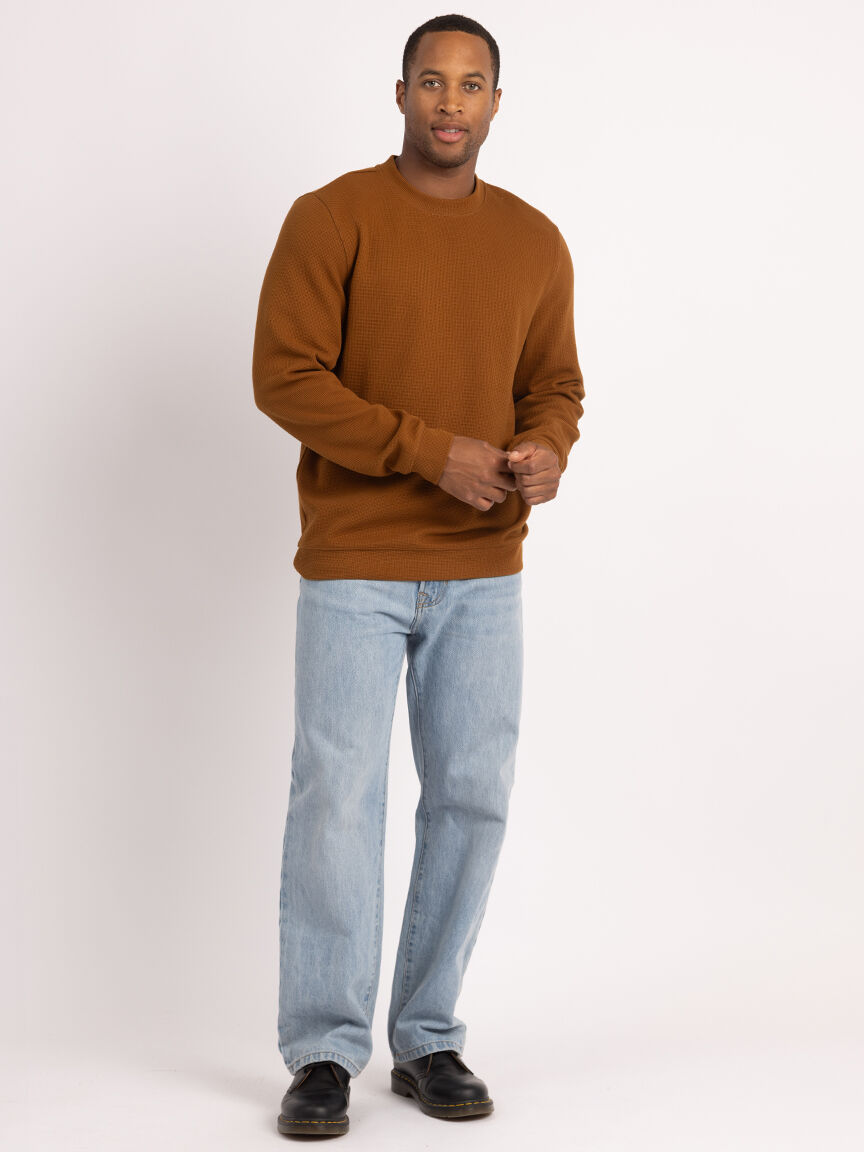 cole waffle knit crewneck sweater Image 2