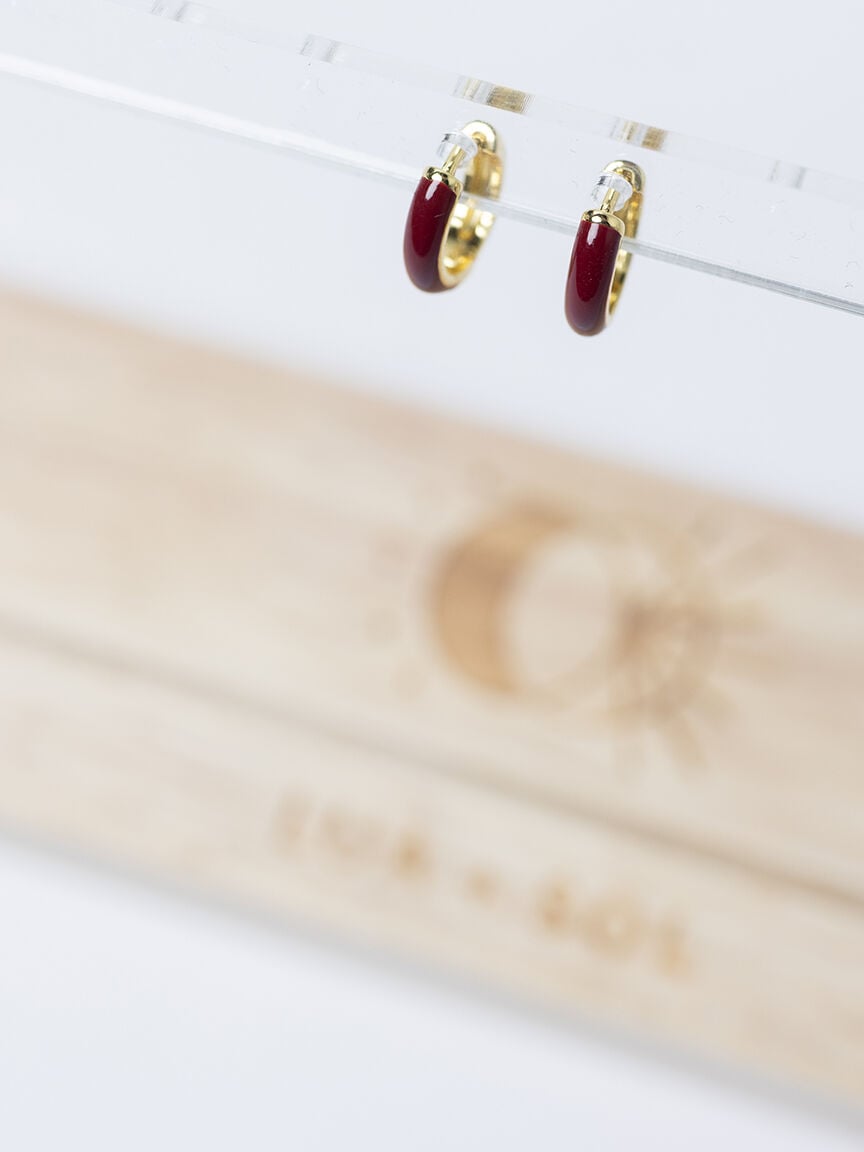 candy huggie earrings maroon