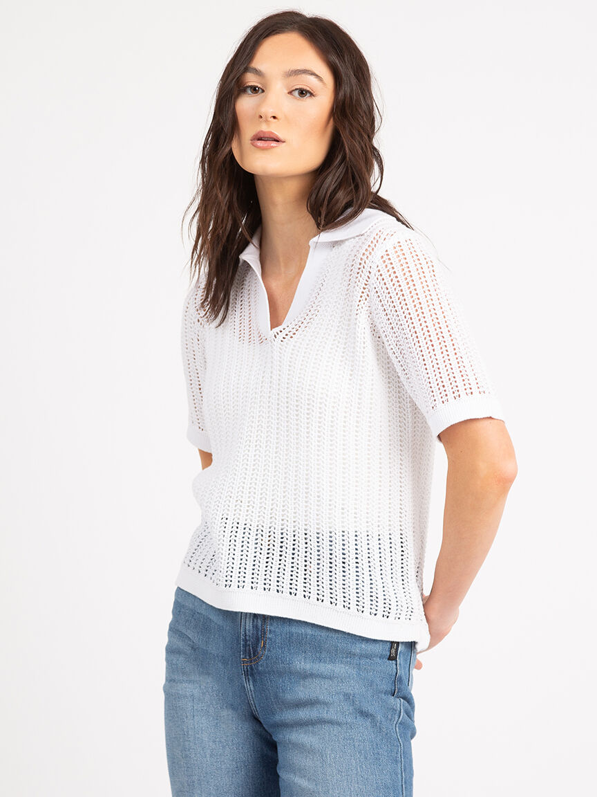 flora short sleeve johnny collar popover Image 3