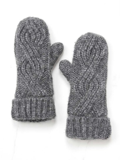 women's cable knit lined mittens