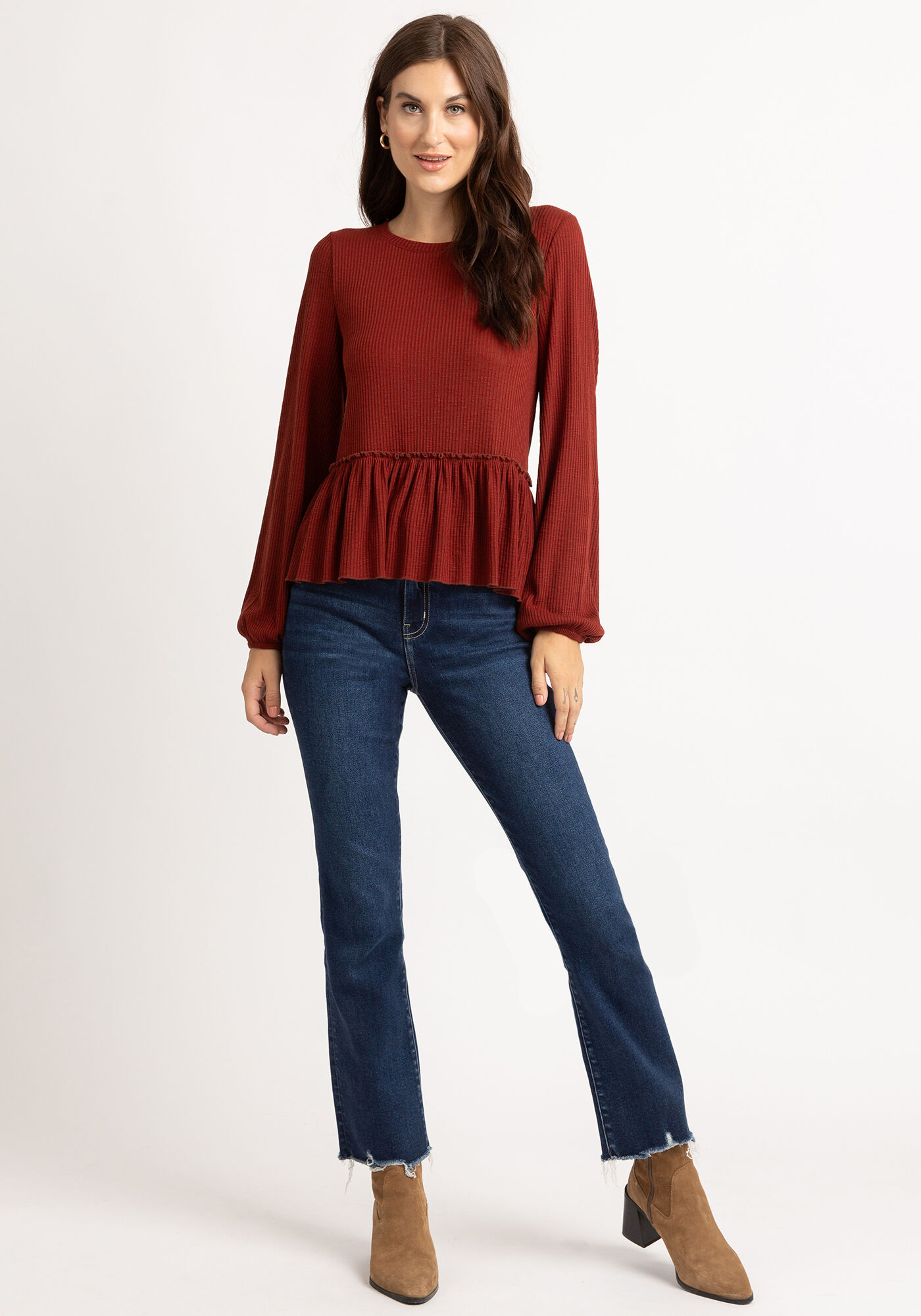 pansy long sleeve peplum top Image 4