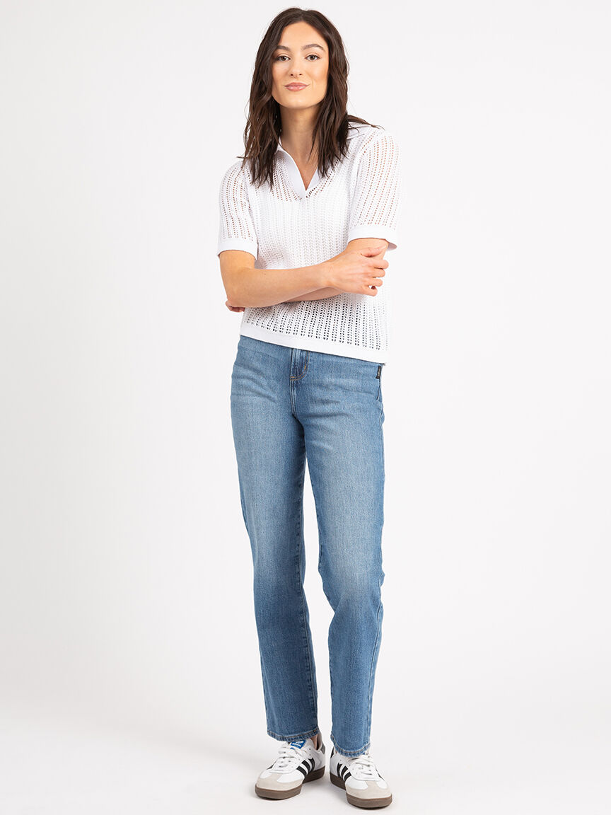 flora short sleeve johnny collar popover Image 4