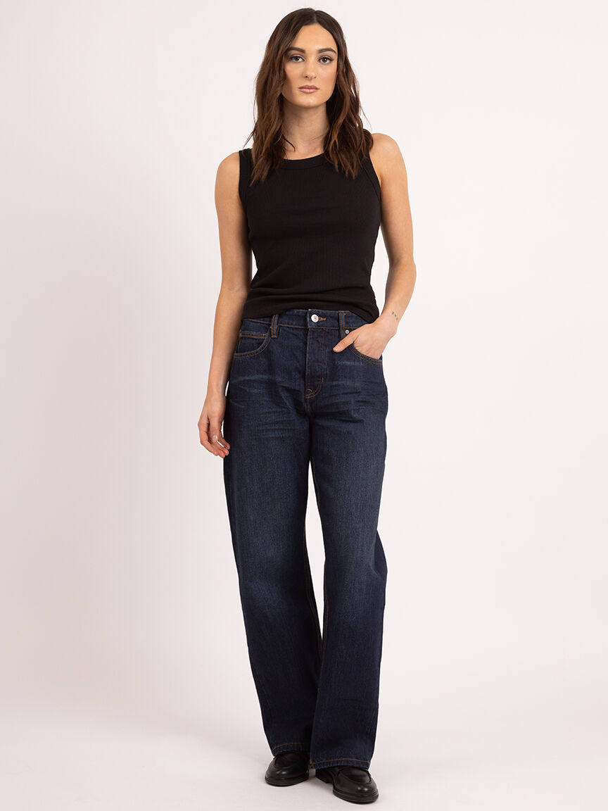 high rise loose jean dark authentic