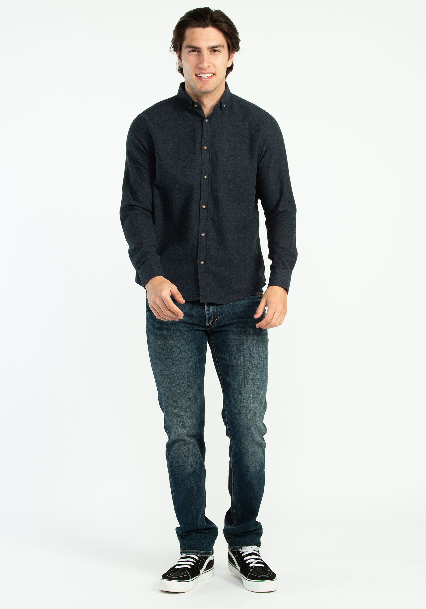 solid melange  flannel shirt Image 3