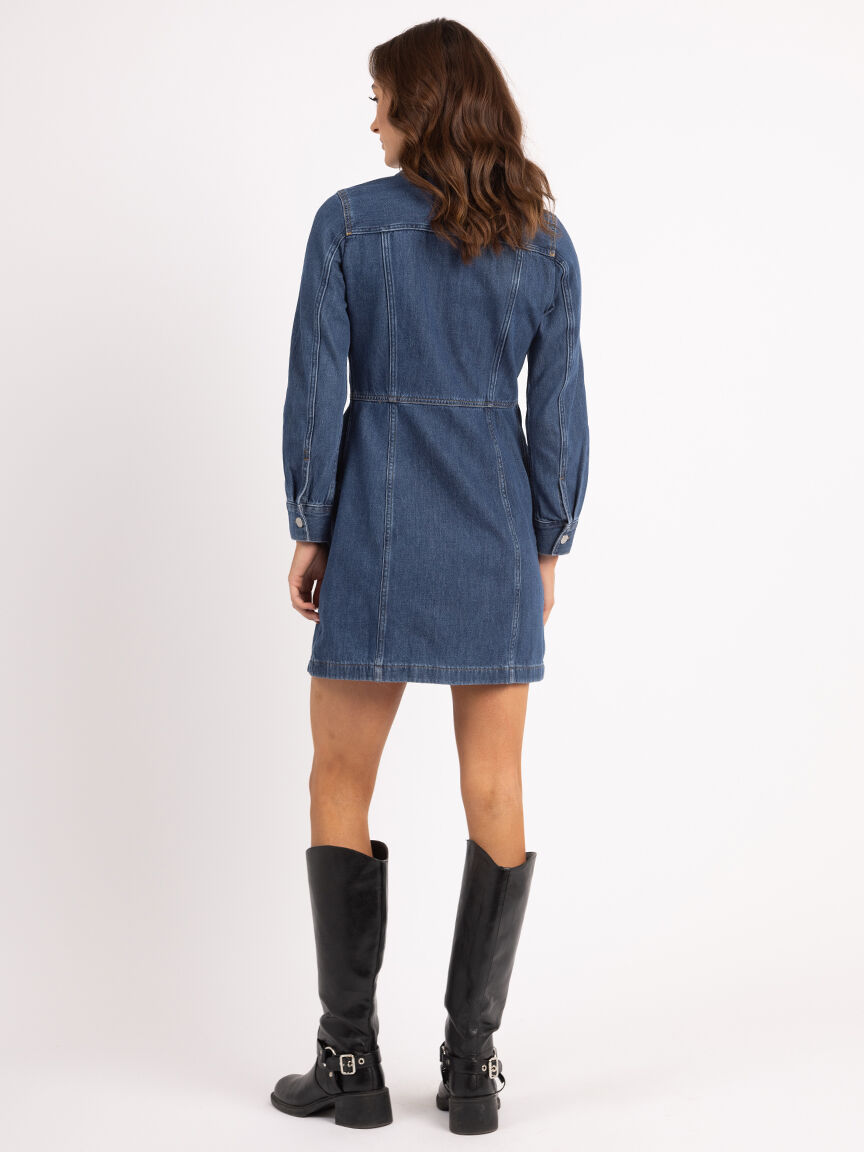 flynn western denim knee length dress Image 3