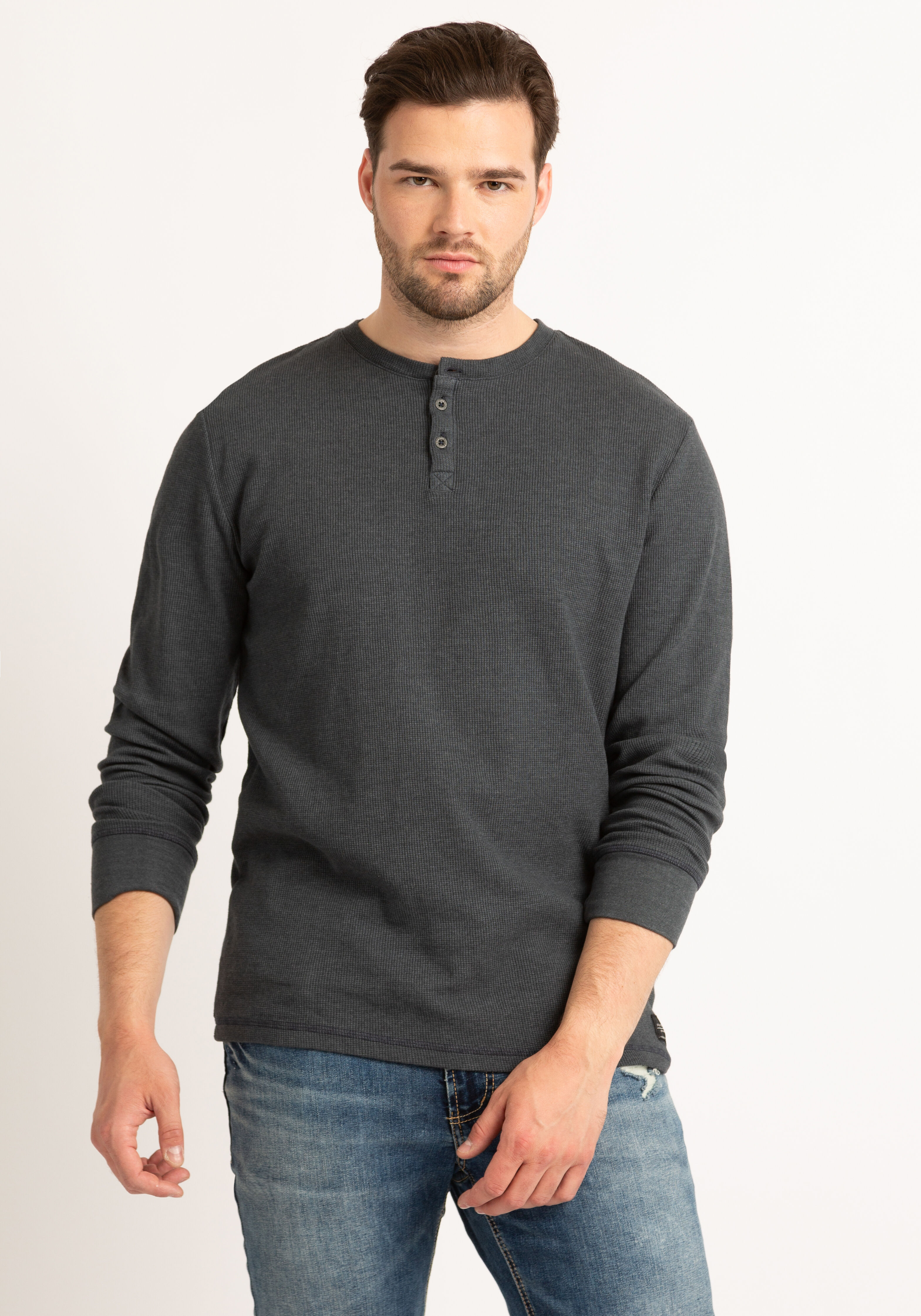 Denim henley shirt on sale