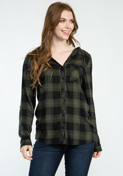 carder hooded button up shirt Image 1