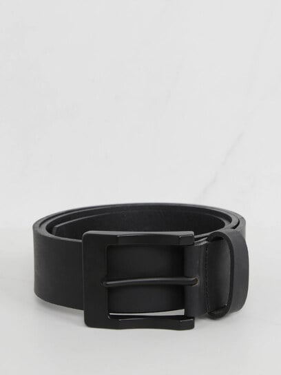 men's black buckle belt