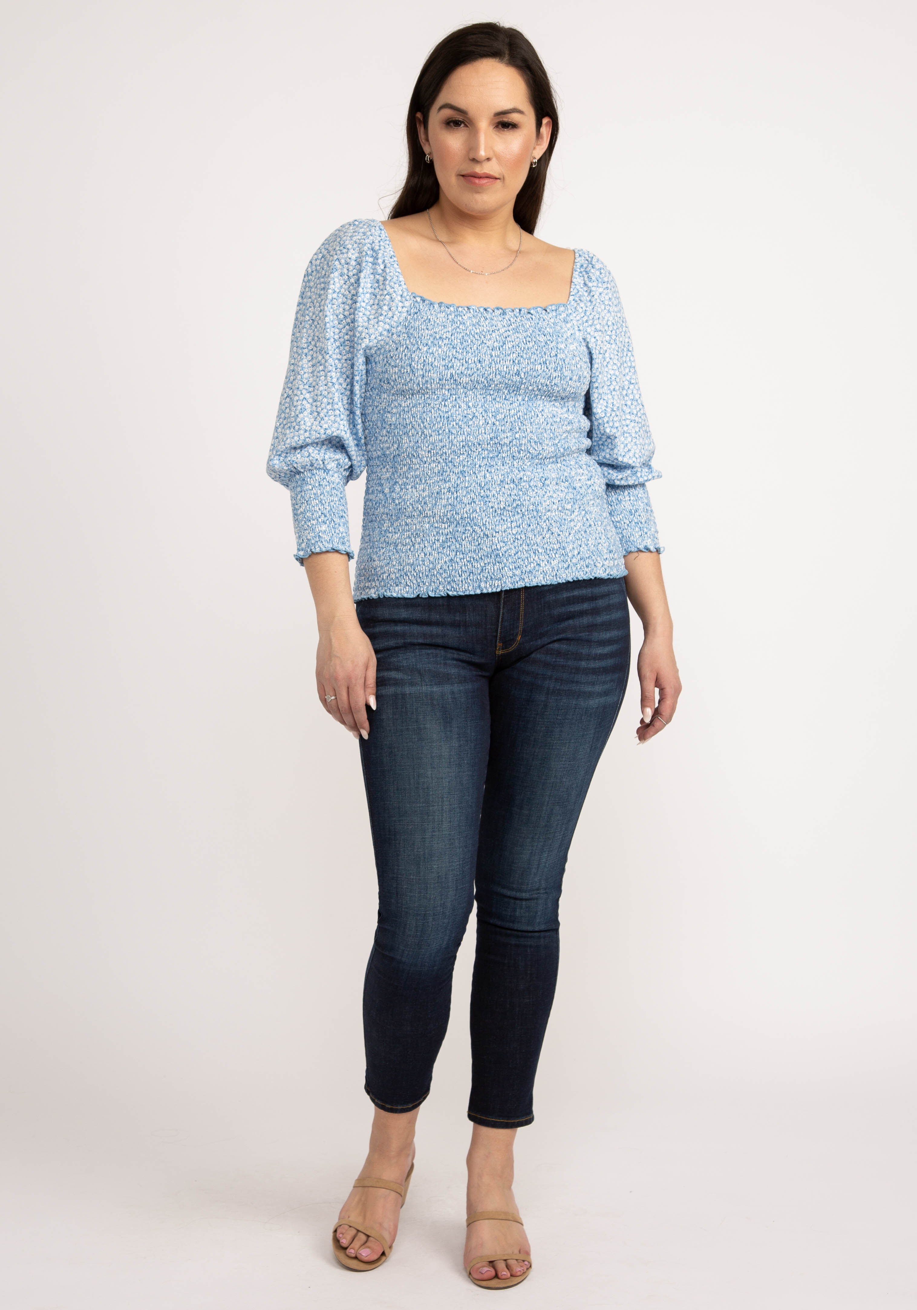 priscilla smocked 3/4 sleeve top Image 3