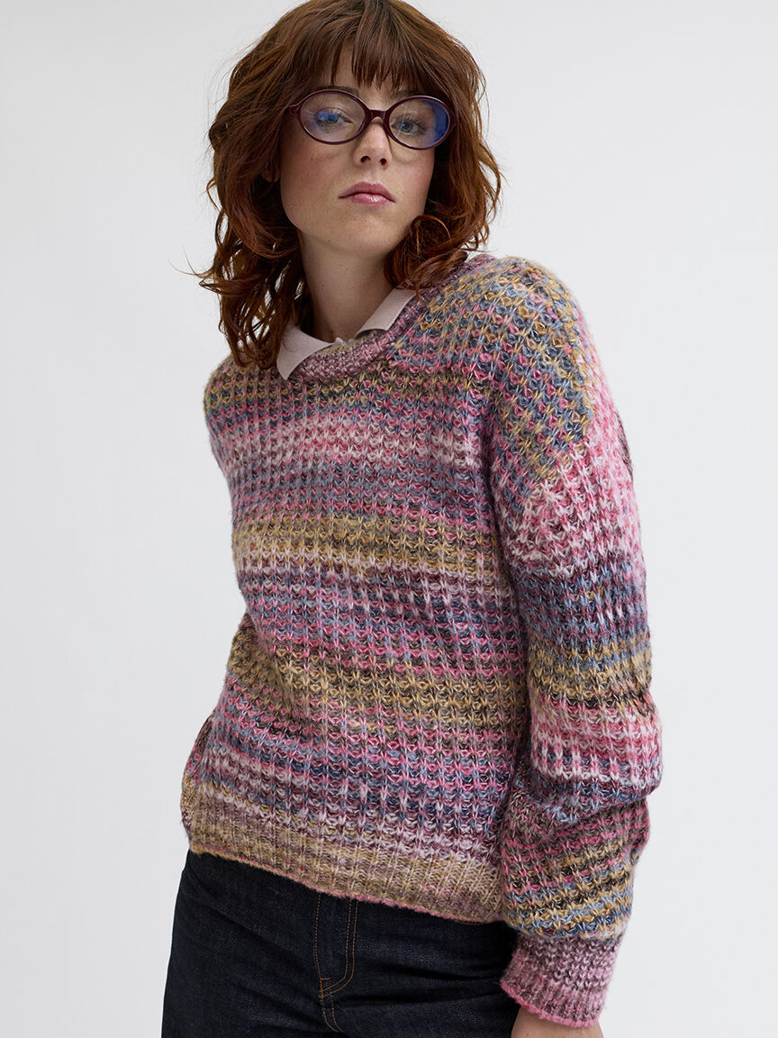 simone space dye crew neck sweater