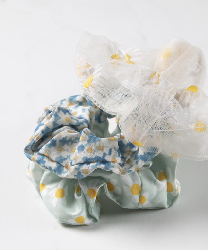 3 pack ditsy floral scrunchies blue Image 3