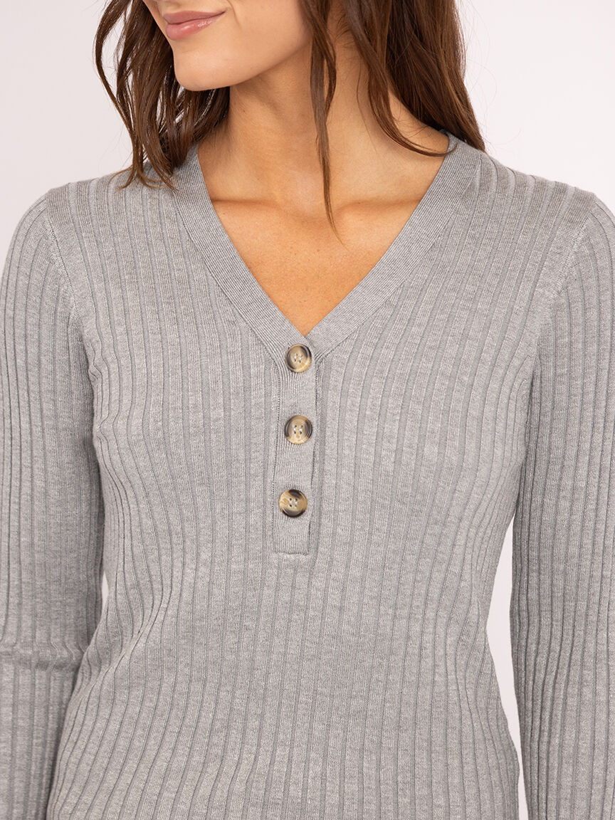 v neck henley sweater Image 5