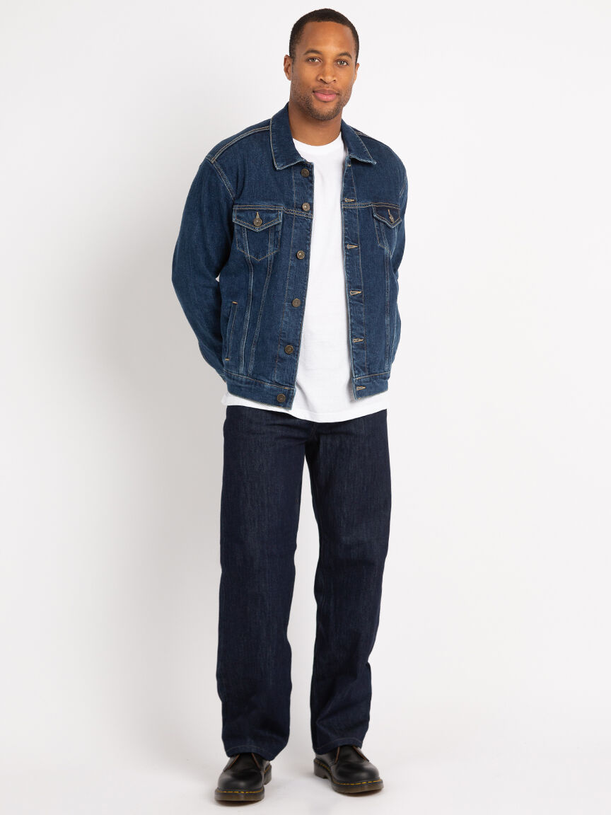 luke dark authentic denim trucker jacket Image 6