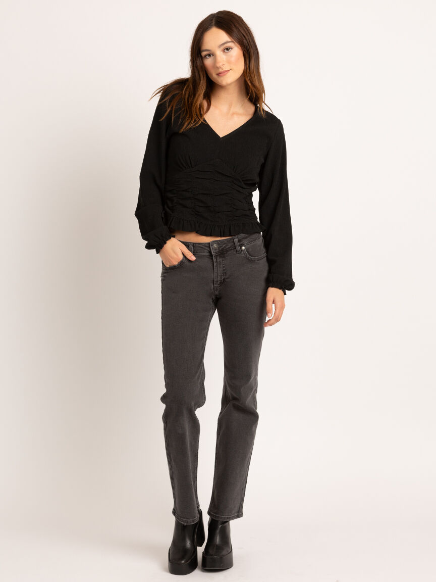 nina v-neck ruched front blouse Image 2