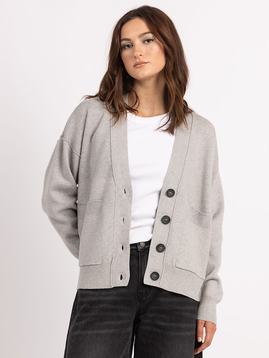 v neck button front cardigan Image 5