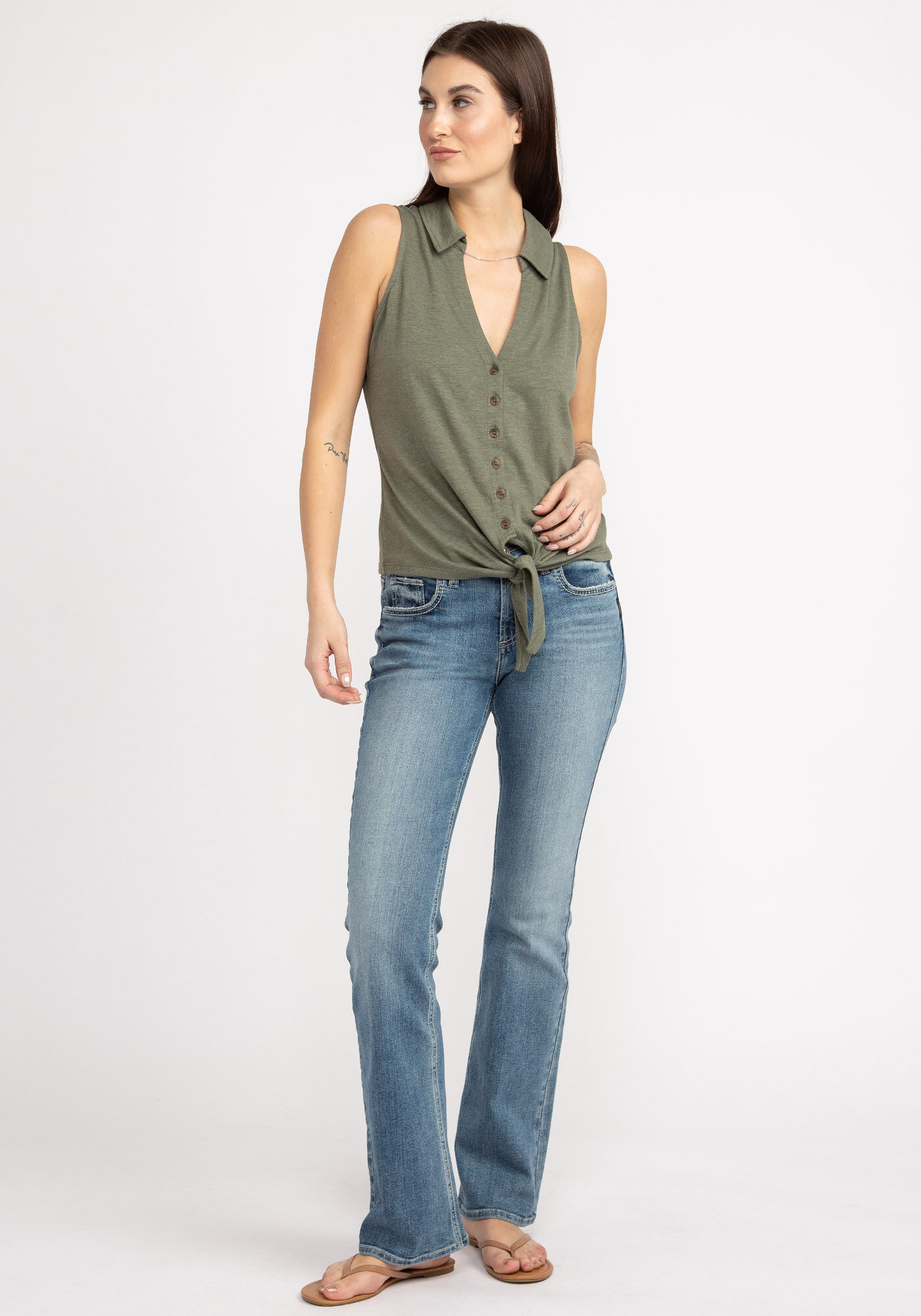 zella button collared tank top  Image 3