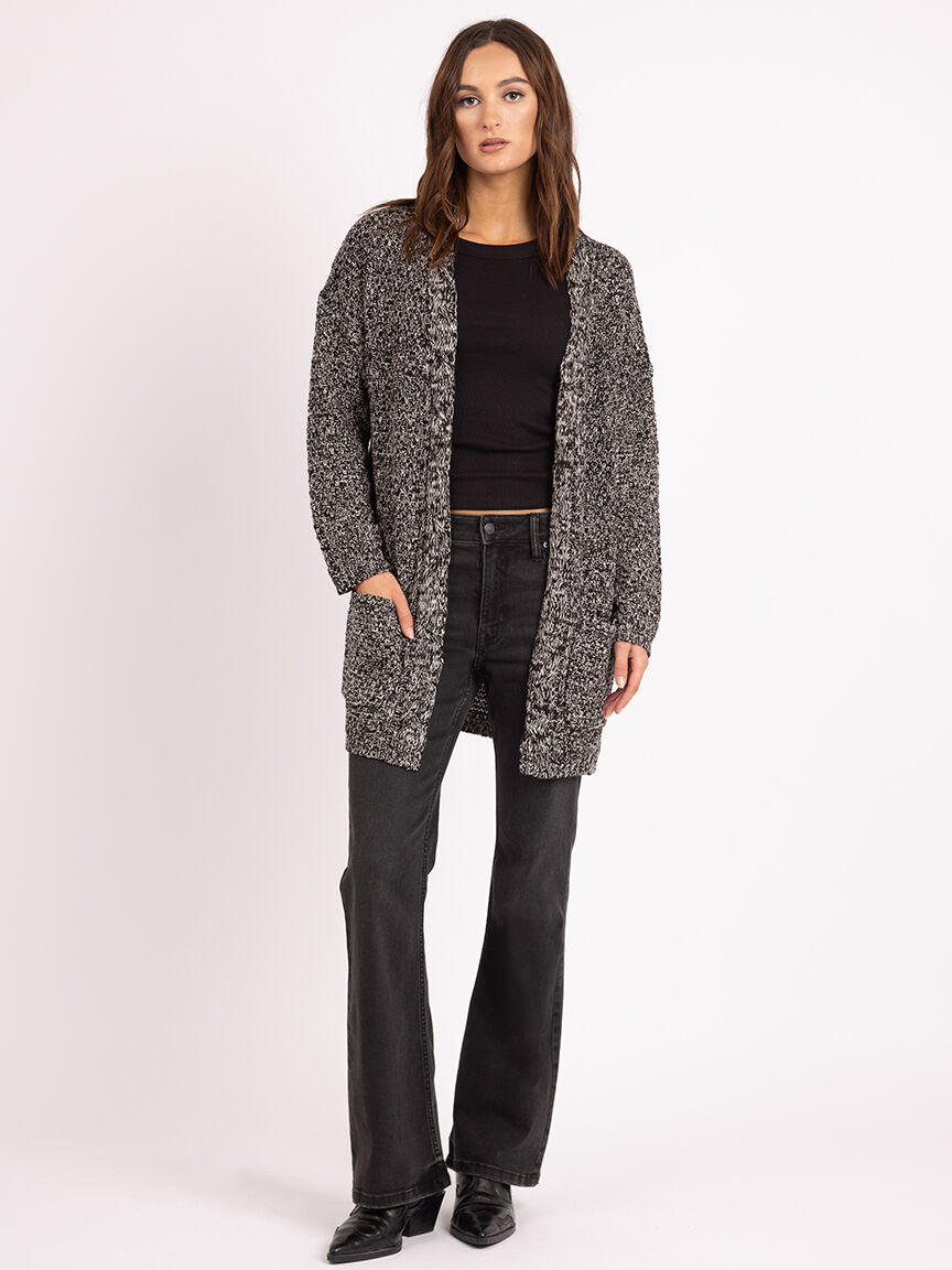 novelty stitch open front cardigan Image 2