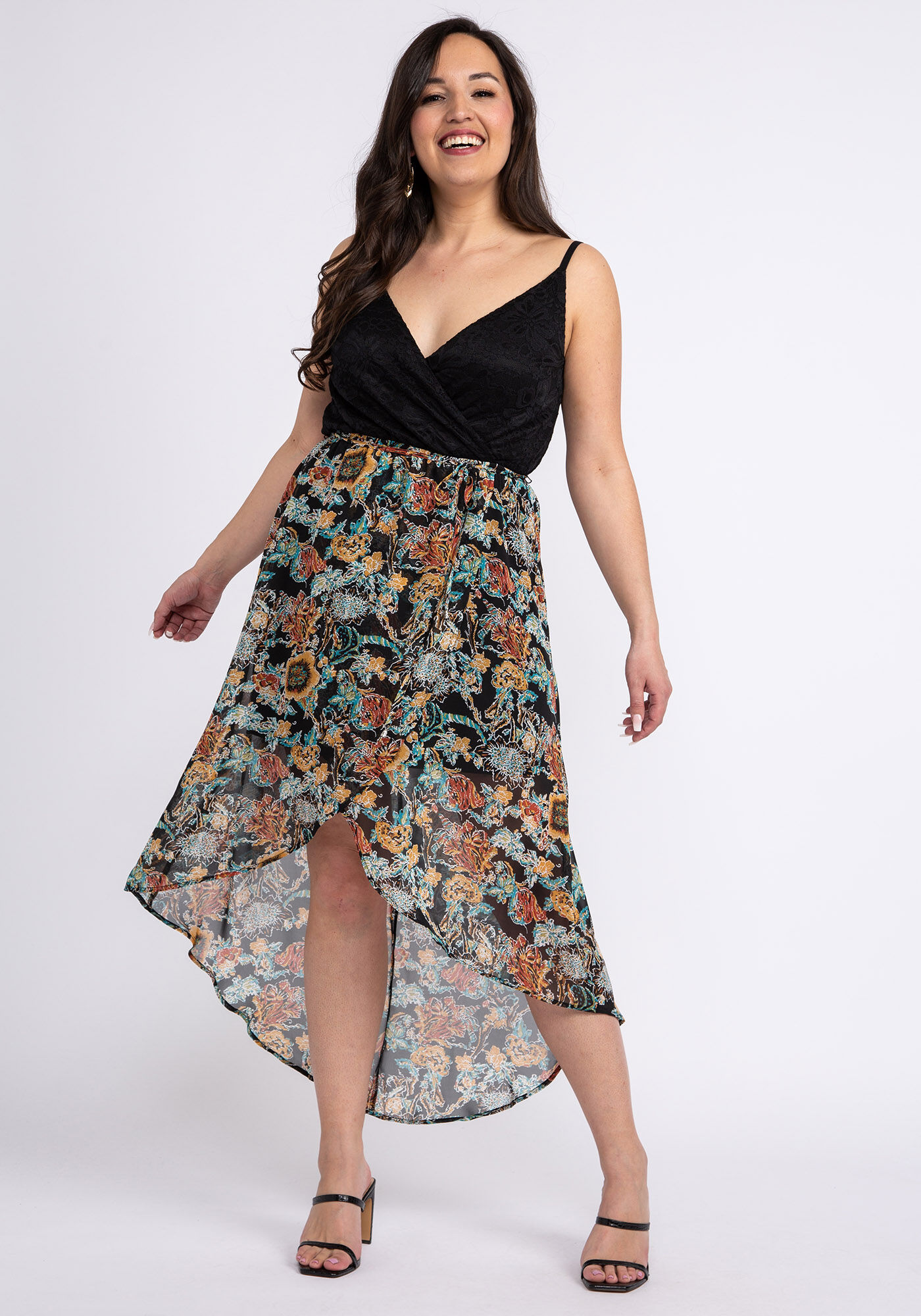 sonya mixed media high-low dress Image 1