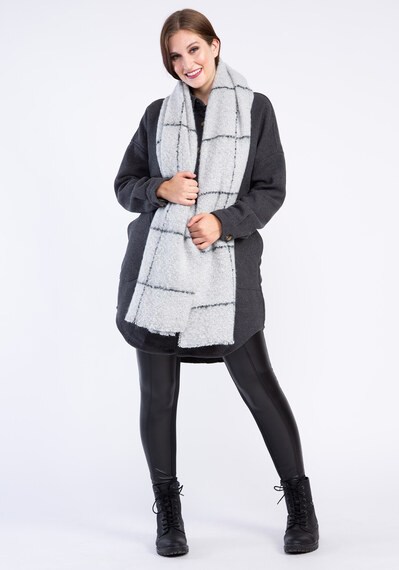 plaid rectangle scarf w frayed edge plaid rectangle scarf w frayed edge Image 4