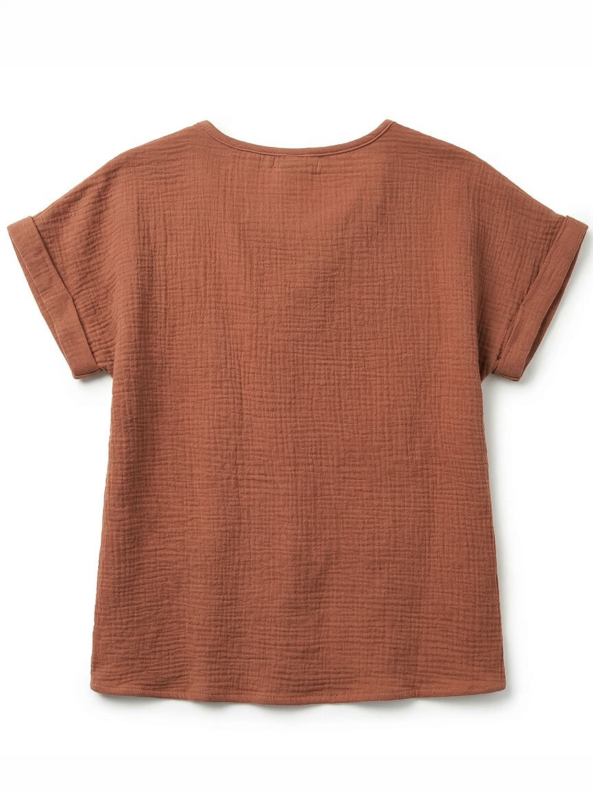 v-neck double gauze top Image 5