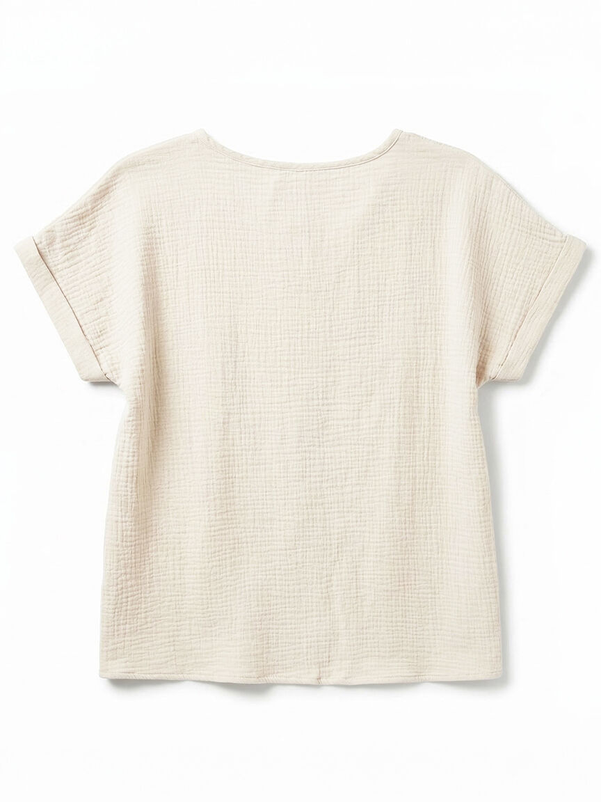 v-neck double gauze top