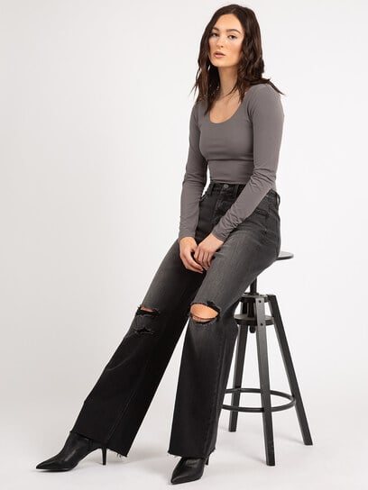 high-rise wide leg jean