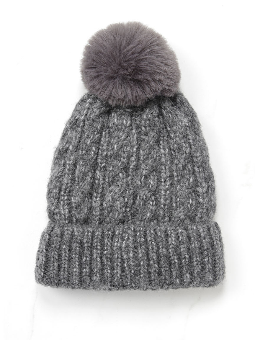 women's cable knit pom-pom toque Image 1