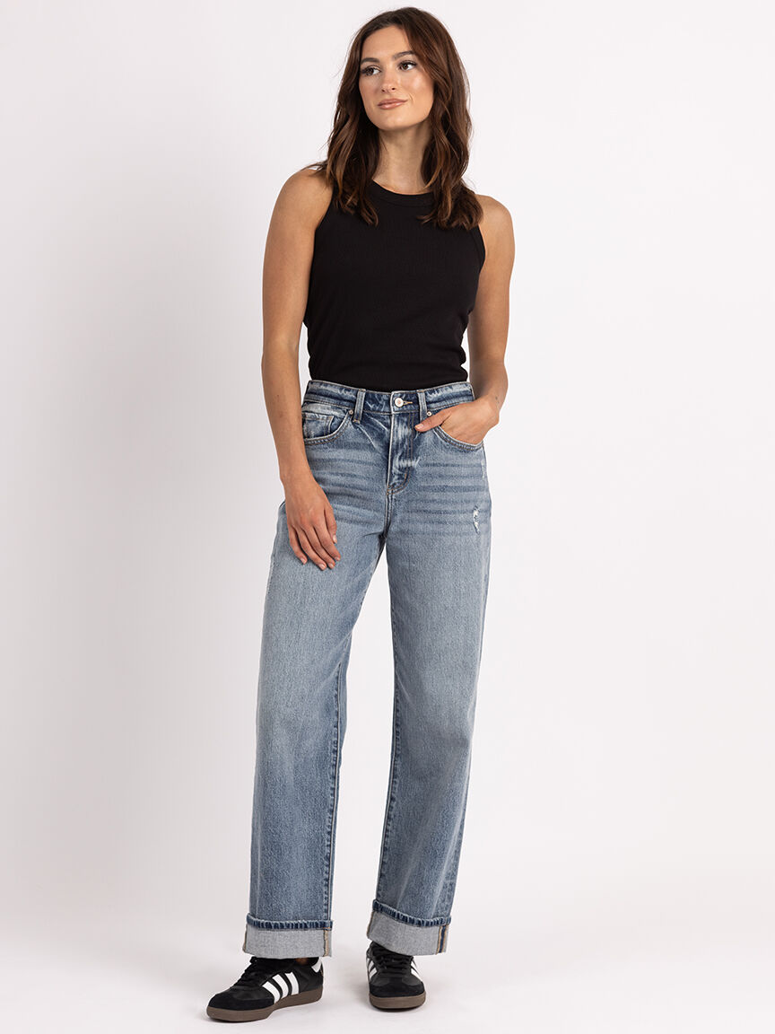 cuffed wide leg jean medium authentic Image 6