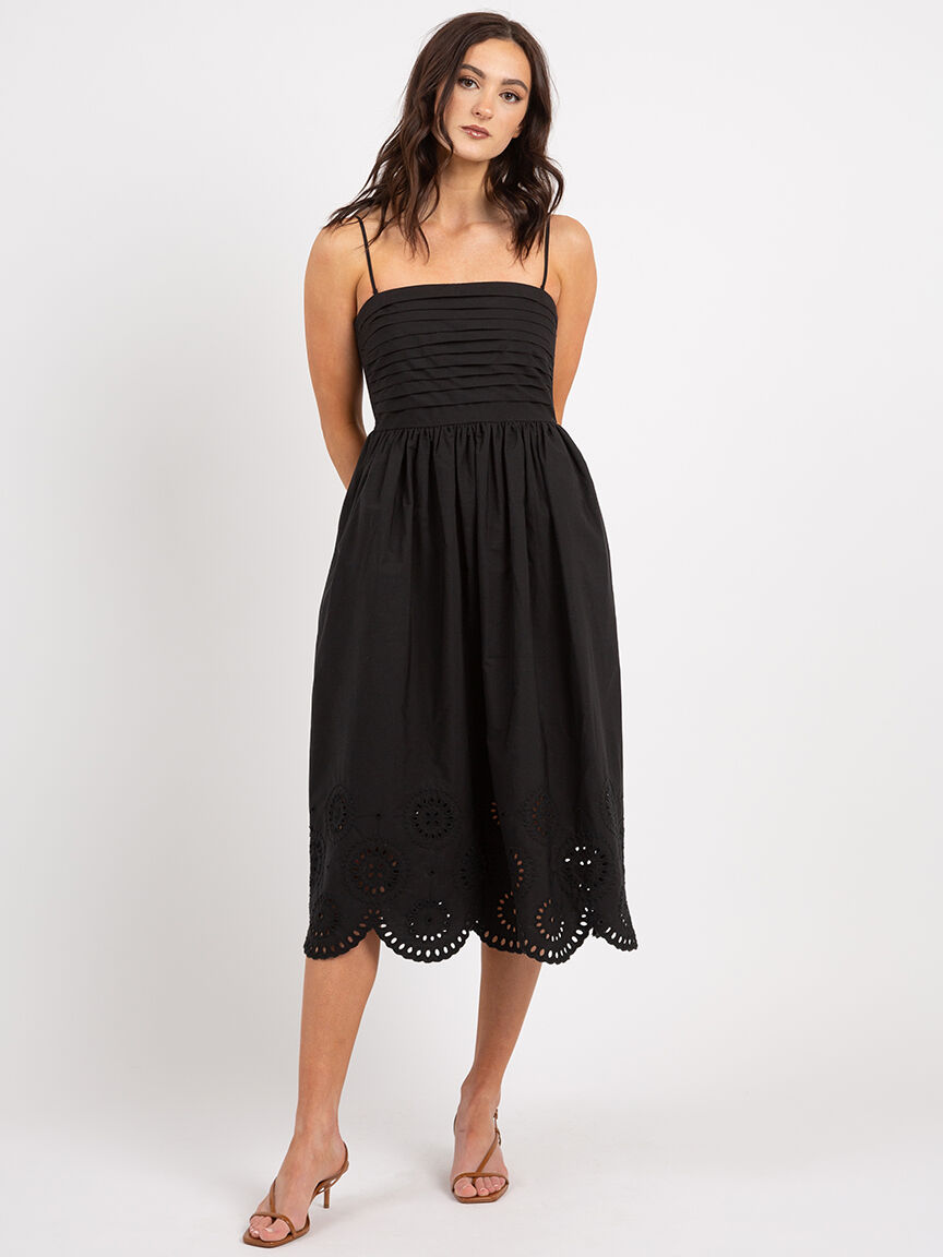 patsy pleated eyelet hem midi dress Image 1