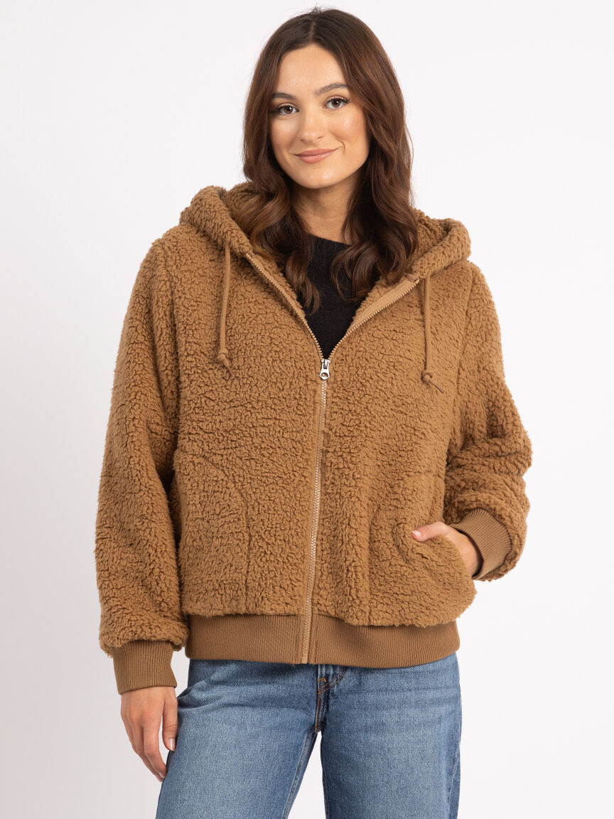 Brown sherpa sweater store