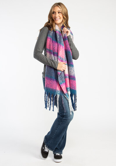 plaid oblong scarf w tassels Image 4