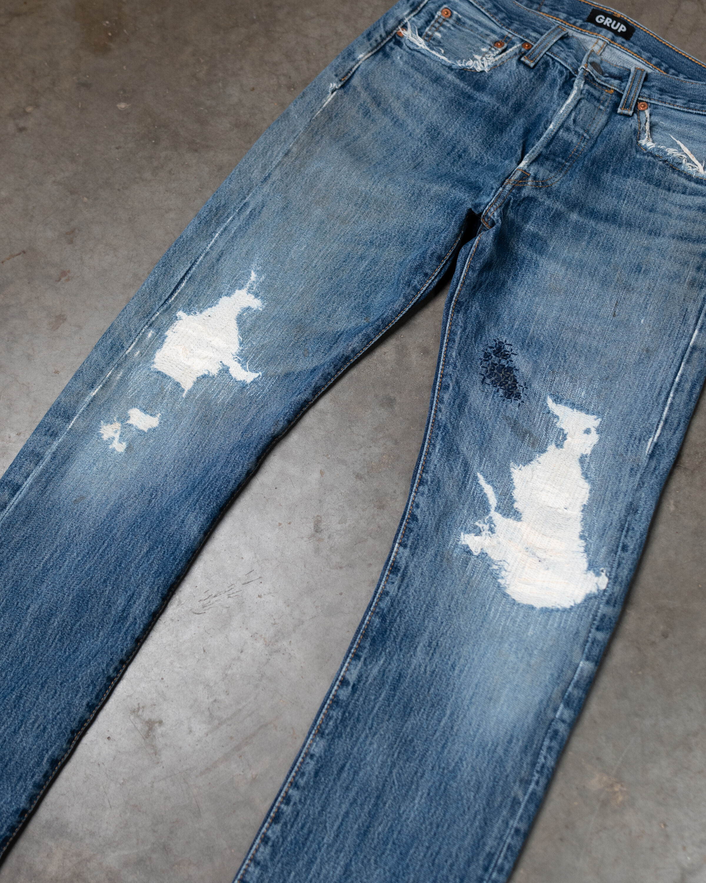 levi's 501 with repairs and sashiko Image 2