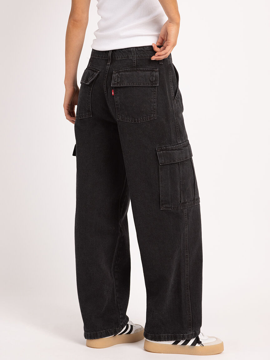 Black cargo jeans store