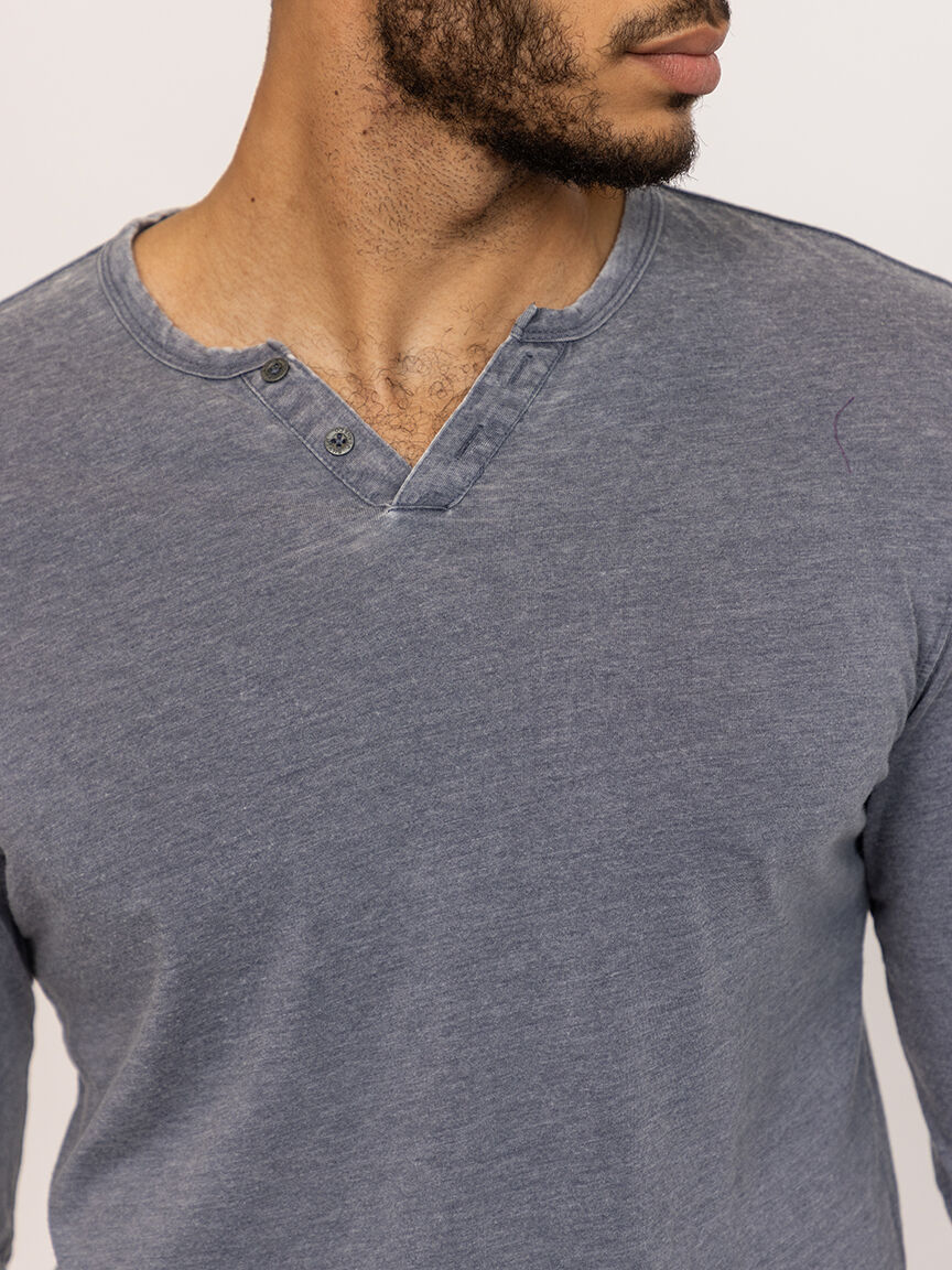 acid wash henley tee Image 4