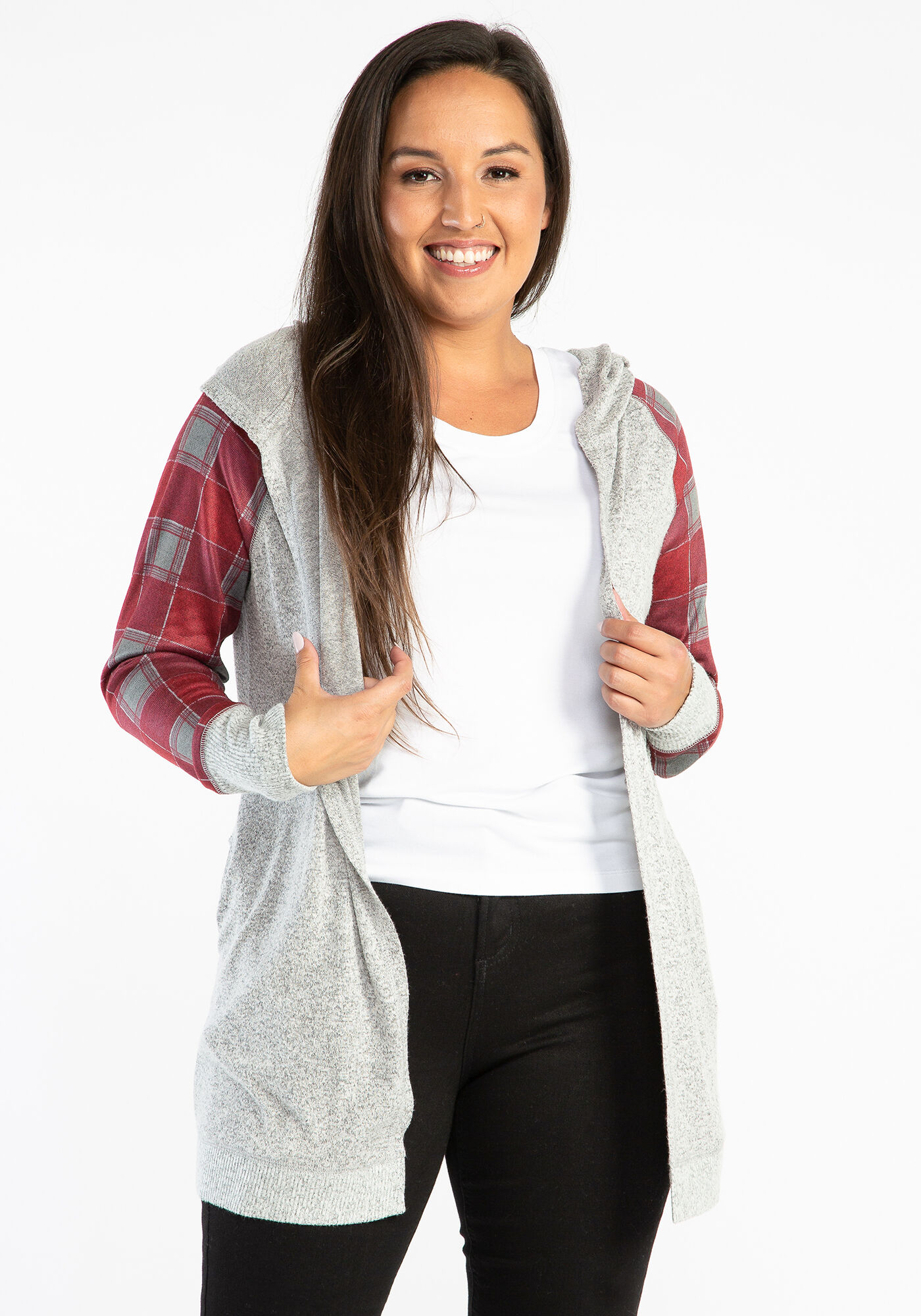 jean hooded open front long sleeve Image 1