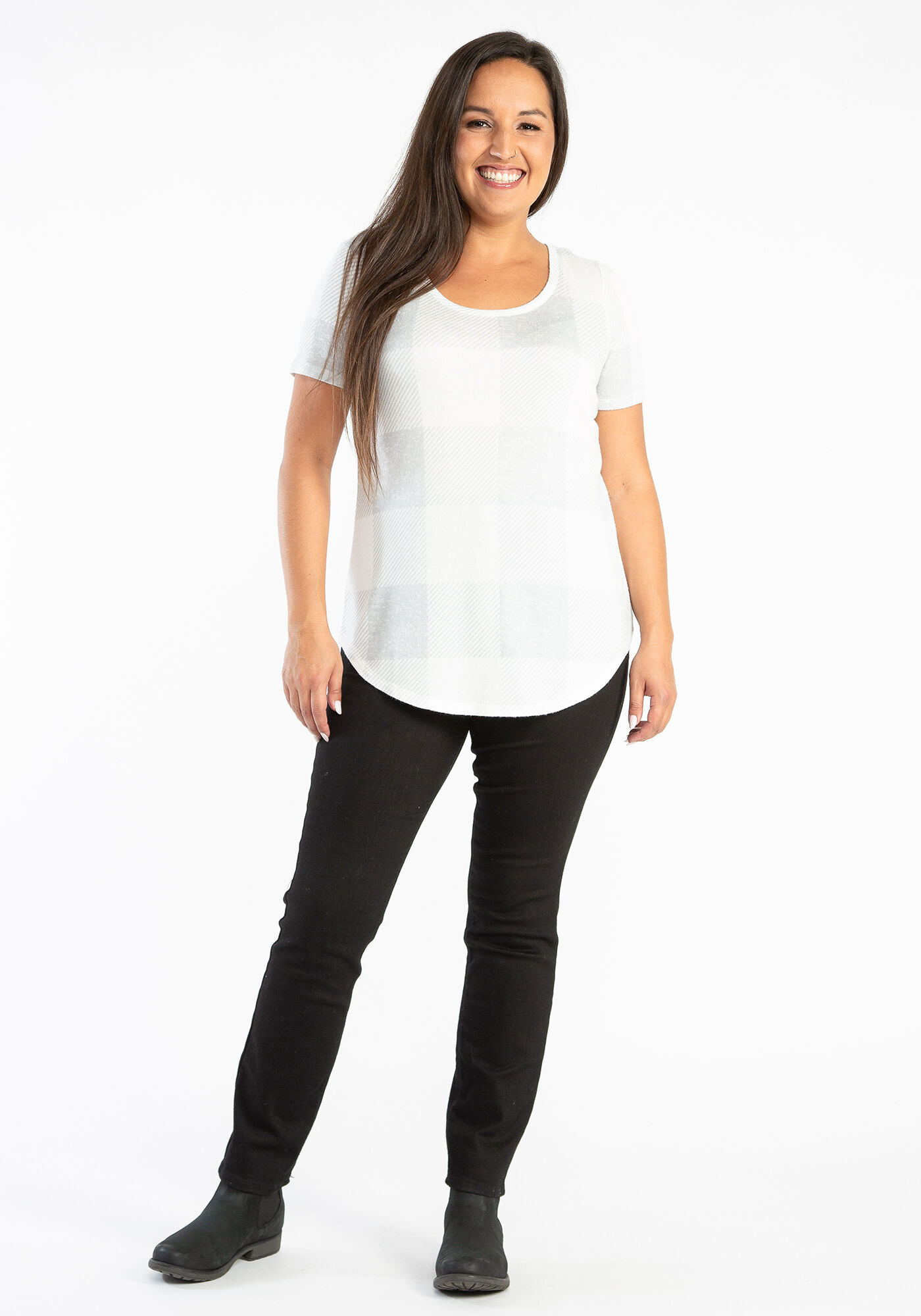 bobbie plaid scoop neck hacci tunic tee Image 3